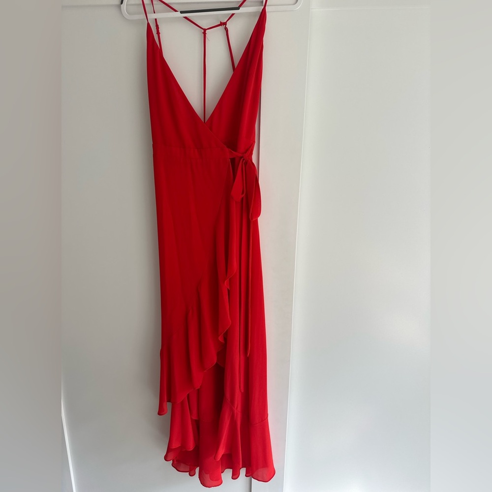 Abbeline Midi Red Wrap Dress